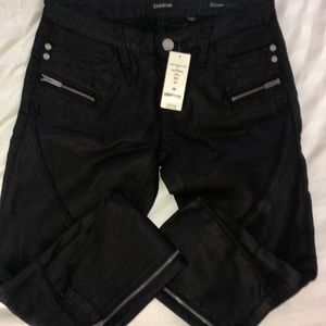 Bebe Carmen Zipper Moto Skinny Coates Jeans